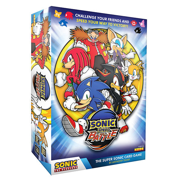 Sonic Speed Battle: The Super Sonic Challenge Card Game (PREORDER) - Sonic Speed Battle card game box featuring Sonic and friends in dynamic poses on a blue background with yellow lightning.