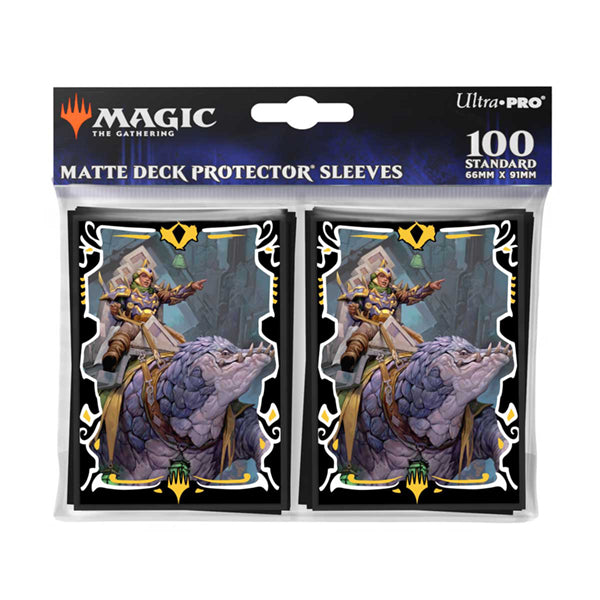 Deck Protectors - Tarkir Dragonstorm - Felothar the Steadfast (100ct) - Pack of 100 matte card sleeves featuring fantasy warrior riding a large bear-like creature with forest background.