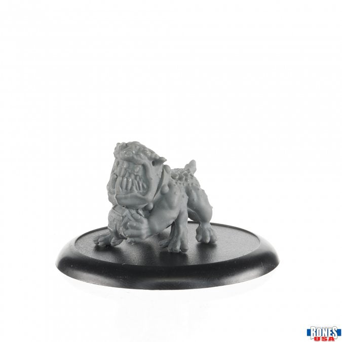 Roogtarki Ore Hound - Gray fantasy creature resembling a small, muscular hound with an oversized head on a round black base.