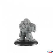 Sansavar Chung, Viceroy - Gray miniature fantasy warrior figurine in heavy armor holding a shield, on a black round base.