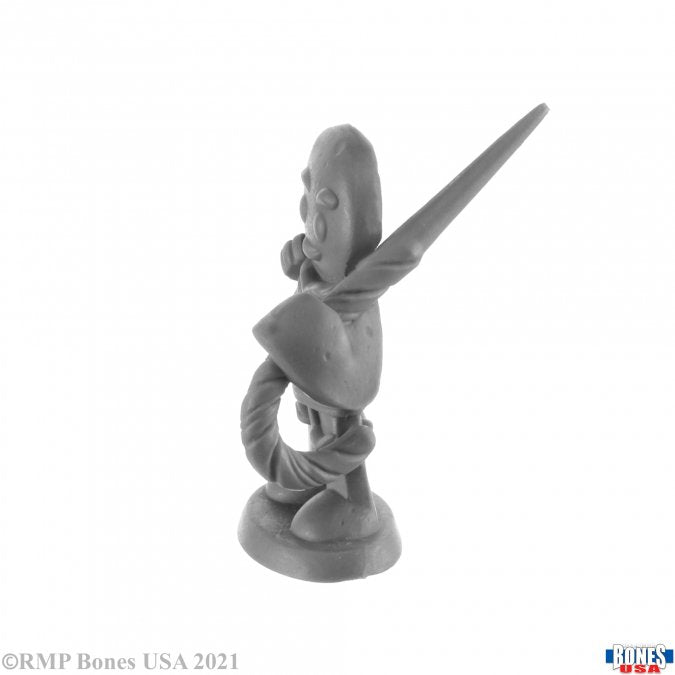 Gingerbread Knight - Unpainted gray resin figurine of a stylized knight holding a sword, with simplified armor and rounded features.