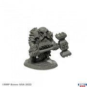 Dark Dwarf Pounder - Dark dwarf warrior figurine holding a large, spiked hammer, detailed armor and beard, standing on textured base.
