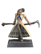 Raya, Sorceress (Unpainted) - Unpainted resin miniature of a sorceress with long hair, wearing a short cream and blue dress with gold shoulder armor,.