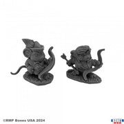 Mousling Ranger and Yeoman - Two detailed gray resin miniature figures of anthropomorphic mice; one armed with a bow and quiver, the other holding a bow.