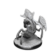 D&D Nolzur's Marvelous Miniatures: Ankheg - Unpainted gray plastic miniature of a large insect-like creature with multiple legs, clawed arms, and spiked carapace on.