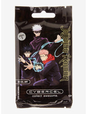 Cybercel Jujutsu Kaisen Trading Cards Series 1 Booster Pack - Black glossy booster pack with anime characters from Jujutsu Kaisen in vibrant colors and gold vertical "JUJUTSU KAISEN".