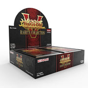 Yu-Gi-Oh: Rarity Collection 5 - Booster Display (PREORDER) - Black and red Yu-Gi-Oh Rarity Collection 5 booster display box with gold lettering and Konami logo, holding multiple card.