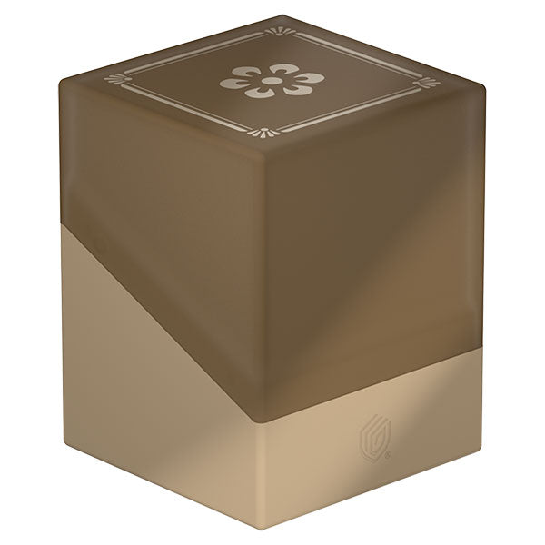 Ultimate Guard Boulder 100+: Shogun's Journey Part 3 - Kouyo - Brown and beige rectangular deck box with a matte finish and floral emblem on top.