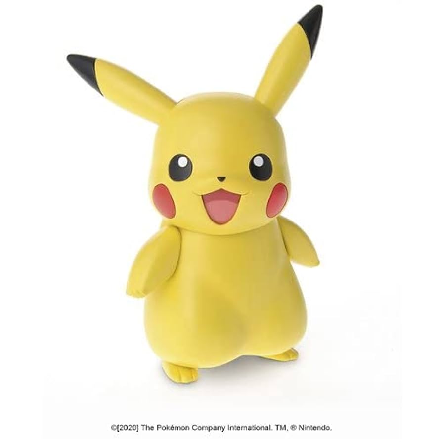 Pokémon Model Kit - Pikachu - Yellow Pikachu model kit with black-tipped ears, red cheeks, and smiling face.