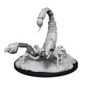 WizKids Deep Cuts: Giant Scorpion - Unpainted gray resin miniature of a giant scorpion with segmented tail, large pincers, and detailed exoskeleton on textured.