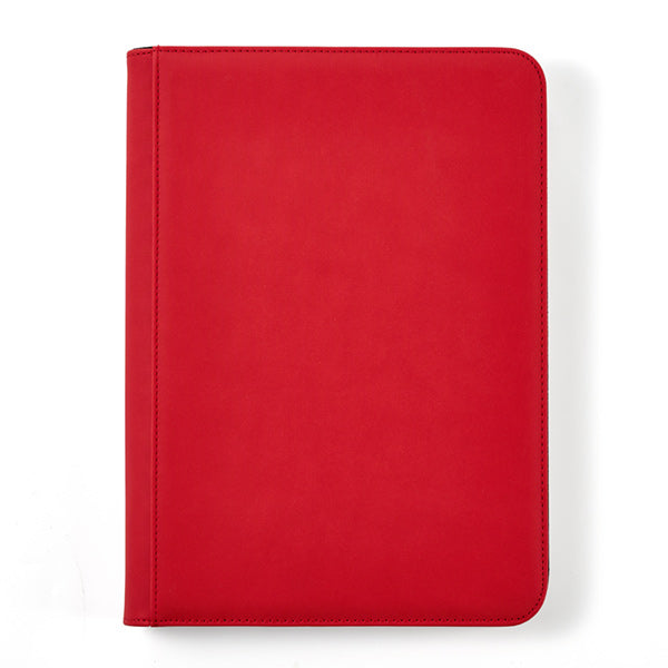 Arcane Fortress 9-Pocket Zippered Binder: Solid Color - Red - Red zippered binder with a smooth solid cover and rounded corners.