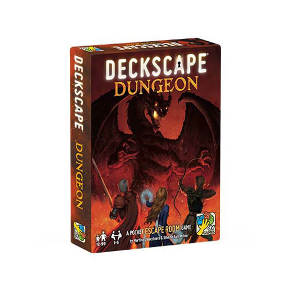 Deckscape Dungeon - Deckscape Dungeon card game box featuring a red dragon and adventurers with torches on dark fantasy artwork.