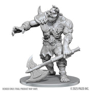 Pathfinder Battles Deep Cuts Miniatures: Dread Zombie Cyclops (PREORDER) - Gray unpainted Dread Zombie Cyclops miniature holding a large double-bladed axe with muscular, decayed body and one eye.
