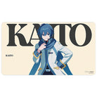 Ultra Pro Playmat: Hatsune Miku Retro Soundscapes - Kaito (PREORDER) - Rectangular beige playmat featuring blue-haired anime character Kaito in a white coat with blue accents and scarf, bold.