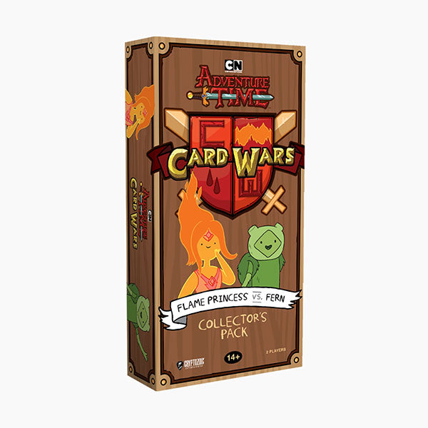 Adventure Time Card Wars: Flame Princess vs. Fern, Collector's Pack (PREORDER) - Vertical rectangular box featuring Adventure Time Card Wars logo with illustrated characters Flame Princess and Fern on a.