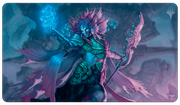 Ultra Pro Standard Playmat for Magic: The Gathering: The Lost Caverns of Ixalan : Hakbal of the Surging Soul - The Gathering playmat featuring a blue and purple armored sorcerer holding a glowing orb and staff, set against a misty cave