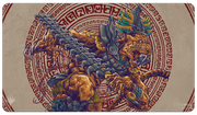Ultra Pro Standard Playmat for Magic: The Gathering: The Lost Caverns of Ixalan : Sovereign Okinec Ahau - Rectangular playmat with detailed illustration of a fierce armored lion warrior holding a large weapon, set against a.