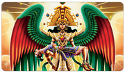 Ultra Pro Standard Playmat for Magic: The Gathering: The Lost Caverns of Ixalan : Resplendent Angel - The Gathering playmat featuring a vibrant, detailed angel with red and green wings and golden tribal headdress on a golden.