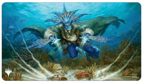 Playmat: Magic the Gathering: Murders at Karlov Manor: Morska, Undersea Sleuth - Magic the Gathering playmat featuring underwater scene with blue sea creature detective in armor, coral reef details, and.