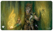 Playmat: Magic the Gathering: Murders at Karlov Manor: Kaust, Eyes of the Glade - Green and brown fantasy-themed playmat featuring a mystical forest figure with glowing magic in hand and a small squirrel.