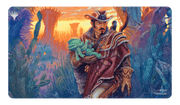 Ultra Pro Playmat: Magic the Gathering: Outlaws of Thunder Junction: Yuma, Proud Protector - Magic the Gathering playmat with vibrant orange and blue sunset background, featuring a rugged man in western attire holding