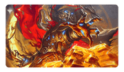 Ultra Pro Playmat: Magic the Gathering: Outlaws of Thunder Junction: Gonti, Canny Acquisitor - Playmat featuring detailed fantasy artwork of a clawed hand reaching over glowing gold treasure with fiery red and dark.