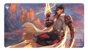 Ultra Pro Playmat: Magic the Gathering: Outlaws of Thunder Junction: Kellan, the Kid - Rectangular gaming playmat featuring vibrant fantasy artwork of a young cowboy with a glowing gun, wearing a wide-brimmed.