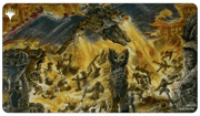 Ultra Pro Playmat: Magic the Gathering: Outlaws of Thunder Junction: Pitiless Carnage - Large rectangular playmat featuring dynamic fantasy battle scene with monstrous creatures in dark, earthy tones and vibrant.
