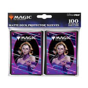 Ultra Pro Sleeves - Magic the Gathering Foundations - Dark - Two packs of Magic the Gathering Ultra Pro matte deck protector sleeves featuring a dark-themed female character in purple.