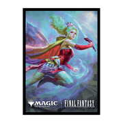 UltraPro Sleeves: MTG - Universes Beyond Final Fantasy - Commander C - Card sleeve featuring a dynamic female warrior in red and plaid, wielding a glowing sword against a mystical blue-purple.