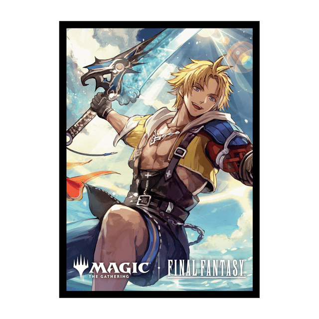UltraPro Sleeves: MTG - Universes Beyond Final Fantasy - Commander D - The Gathering card sleeve featuring a vibrant illustration of a blond male warrior holding a large sword, set against a.