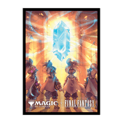 UltraPro Sleeves: MTG - Universes Beyond Final Fantasy - V2 - Card sleeves featuring a glowing blue crystal above four robed characters with magical staffs on an orange and yellow.