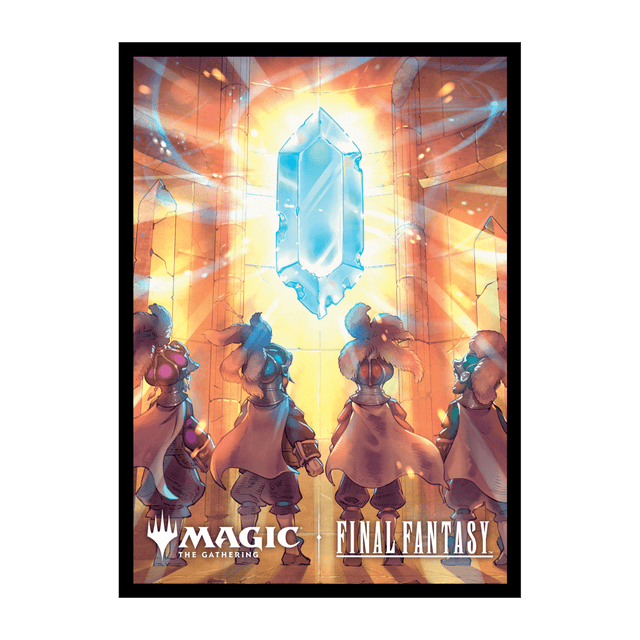UltraPro Sleeves: MTG - Universes Beyond Final Fantasy - V2 - Card sleeves featuring a glowing blue crystal above four robed characters with magical staffs on an orange and yellow.
