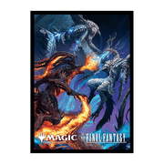 UltraPro Sleeves: MTG - Universes Beyond Final Fantasy - V3 - Trading card sleeve with vivid artwork of fire and ice dragons clashing, dark blue and fiery orange tones, Magic and Final.