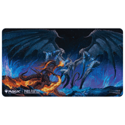 UltraPro Holofoil Playmat: MTG - Universes Beyond Final Fantasy - Rectangular playmat with dark blue and black background featuring two dragons, one orange and one blue, clashing fire and.
