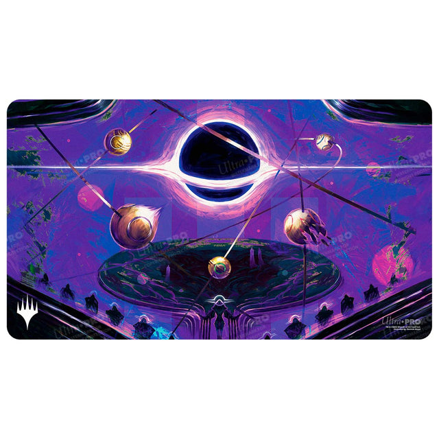 Ultra Pro Playmat: Magic the Gathering: Edge of Eternities - Sothera, the Supervoid - Rectangular playmat with vibrant purple and blue cosmic design featuring planetary orbs around a central black void, Magic.