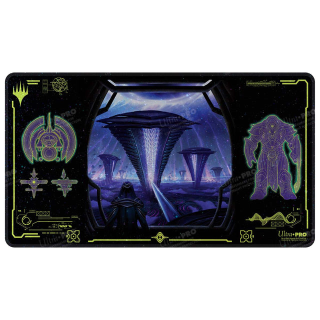 Ultra Pro Holofoil Playmat: Magic the Gathering: Edge of Eternities - Susur Secundi, Void Altar - Rectangular playmat with holographic foil accents featuring purple, blue, and black sci-fi landscape art and mystical.