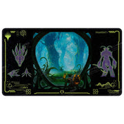 Ultra Pro Holofoil Playmat: Magic the Gathering: Edge of Eternities - Evendo, Waking Haven - Rectangular playmat with dark borders featuring neon green line art and symbols, central circular window showing a mystical.
