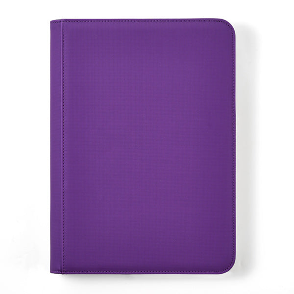 Arcane Fortress 9-Pocket Zippered Binder: Solid Color - Purple - Purple zippered binder with smooth cover and rounded corners, designed for organizing documents.