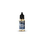 Vallejo True Metallic Metal Light: Imperial Gold (18ml) - Small plastic bottle of Vallejo metallic paint in bright imperial gold with black twist cap and blue label.