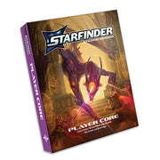 Starfinder 2E: Player Core, Pocket Edition - Pocket-sized Starfinder 2E Player Core rulebook with purple spine and sci-fi fantasy cover art.