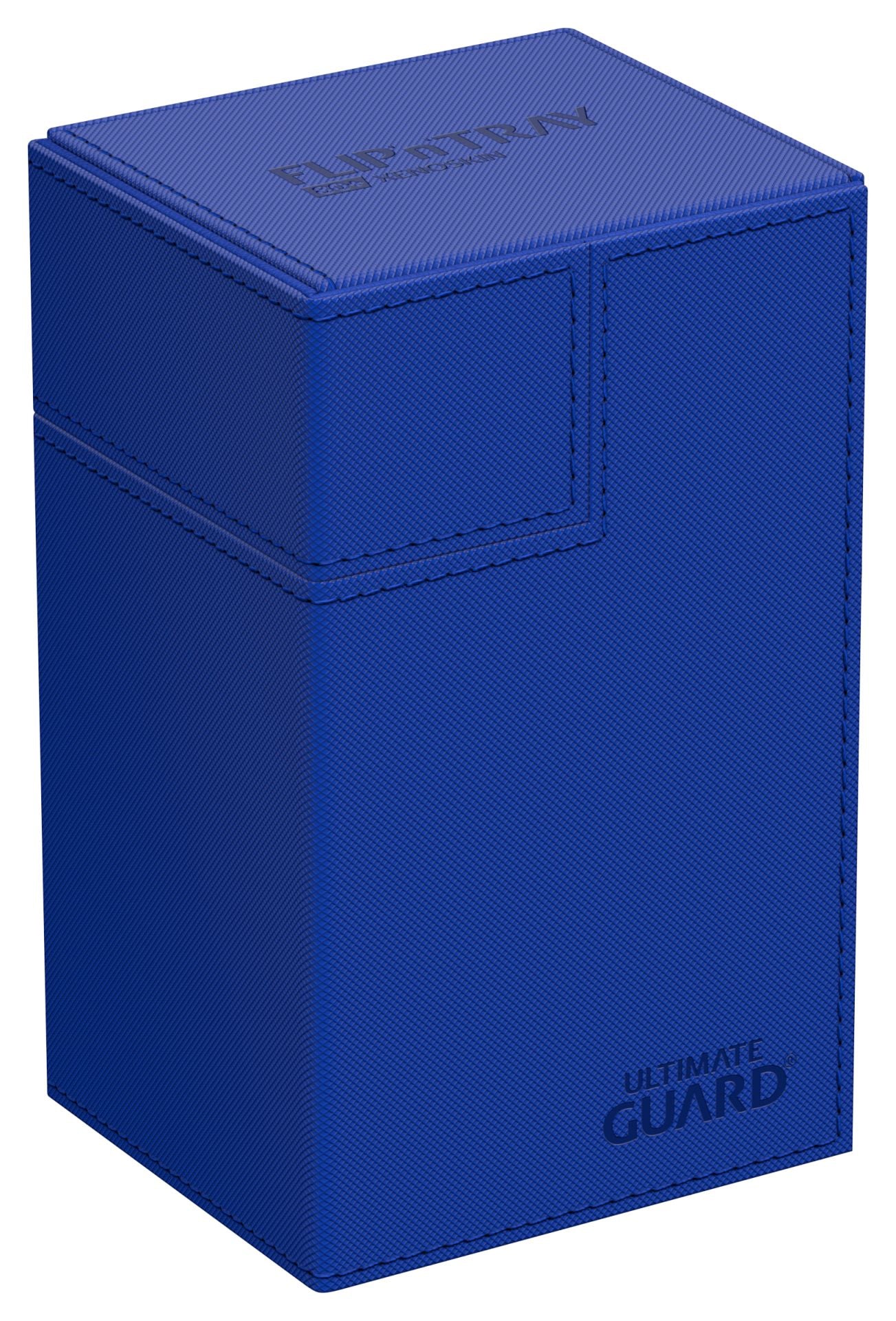 Ultimate Guard Flip 'N' Tray 80 - Blue - Blue Ultimate Guard Flip 'N' Tray 80 deck box with textured surface and embossed logo.