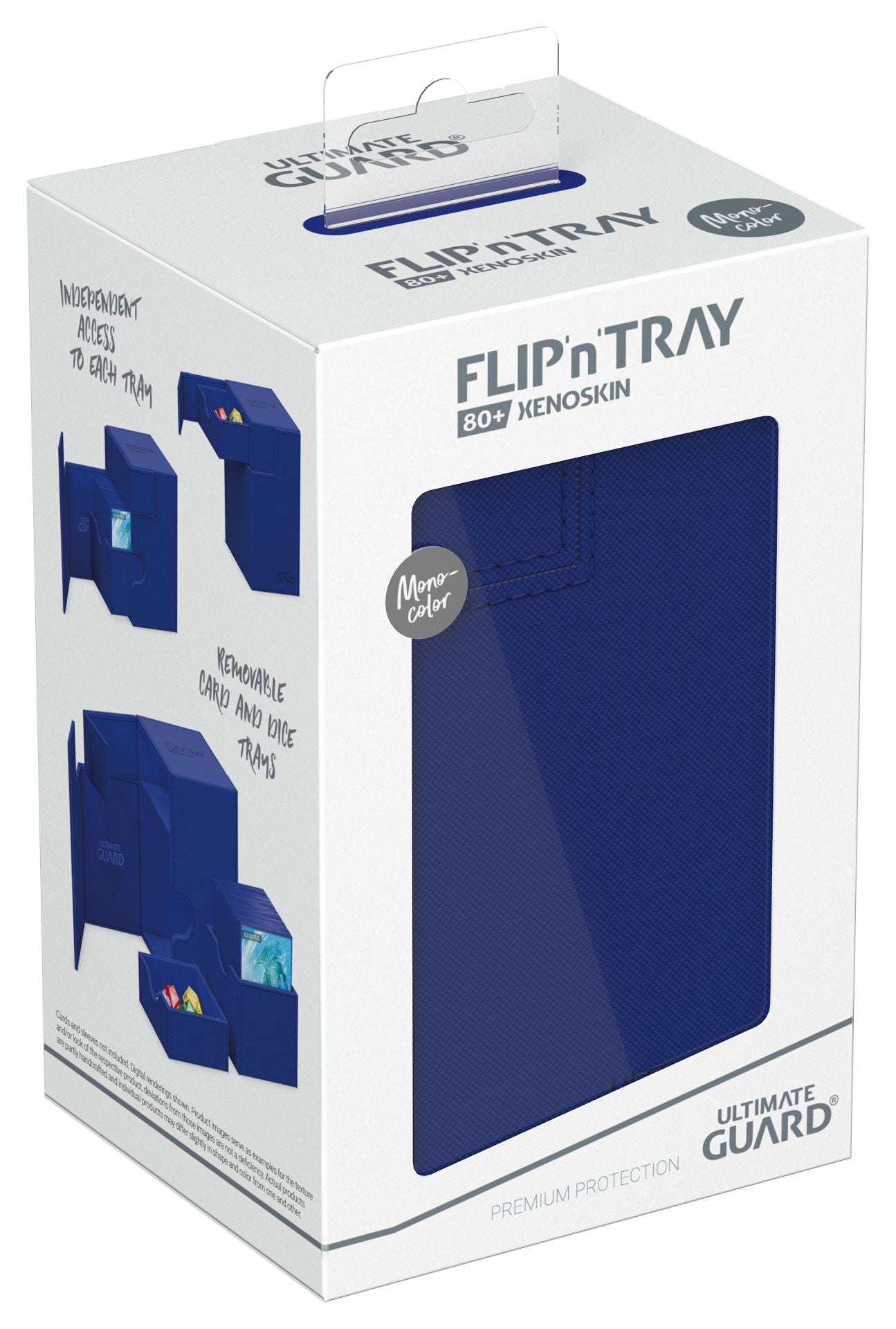 Ultimate Guard Flip 'N' Tray 80 - Blue - Blue Ultimate Guard Flip 'N' Tray 80 deck box with durable plastic construction and logo embossed lid.