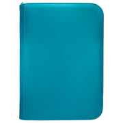 Ultra Pro 4-Pocket Zippered Binder: Vivid - Teal (PREORDER) - Teal zippered binder with smooth synthetic cover and rounded corners, compact card storage design.