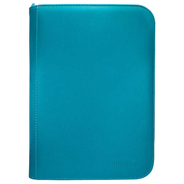 Ultra Pro 4-Pocket Zippered Binder: Vivid - Teal (PREORDER) - Teal zippered binder with smooth synthetic cover and rounded corners, compact card storage design.