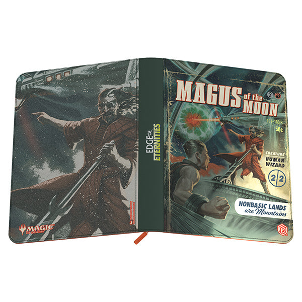 Ultimate Guard 18-Pocket Zipfolio: Magic the Gathering: Edge of Eternities - Magus of the Moon - Green zipfolio binder featuring detailed fantasy artwork with a dark mage casting a spell on the cover and back, titled.