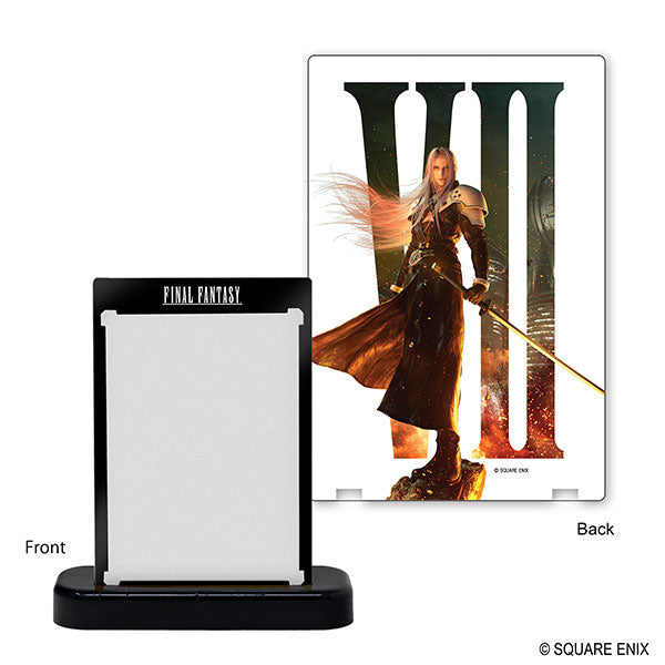 One-Touch Edge: Final Fantasy - Sephiroth (PREORDER) - Final Fantasy VII Sephiroth figure with long silver hair, black coat, and glowing sword on a black display stand.