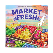 Market Fresh - Colorful board game box titled Market Fresh with illustrations of vibrant fruits and vegetables in wooden crates.