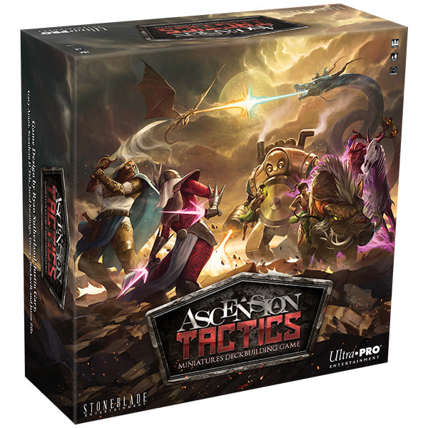 Ascension Tactics (PREORDER) - Board game box with fantasy artwork showing armored warriors and creatures in battle, titled Ascension Tactics.