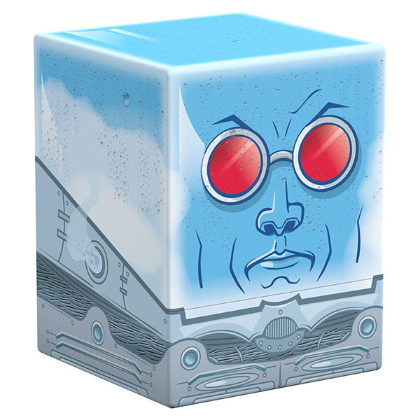 Squaroes 100+ Boulder: Batman: Gotham City - Mr. Freeze - Blue and gray cube deck box featuring a stylized Mr. Freeze face with red goggles and icy details.